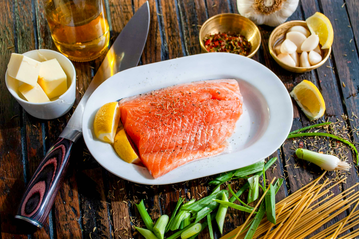 Prei stamppot met zalm